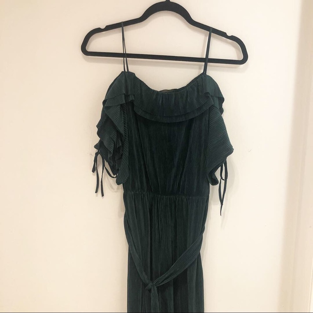 Dark Green Jumpsuit Off The Shoulder